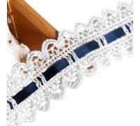 Bordi in pizzo floreale, 2/6/10 Yards x 4CM Multicolor Floral Lace Ribbon Trim(Dark Blue,10 yards wide 4CM)