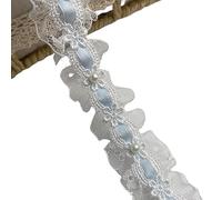 Bordi in pizzo floreale, Washable Floral Lace Ribbon DIY Wedding Gift Wrapping, Multicolor, 2/6/10 meters(Light Blue,10 meters)
