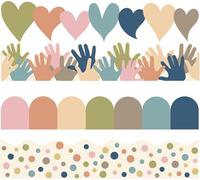 Bordi per bacheca in stile bohémien, adesivi colorati per aule, bordi sagomati in stile bohémien, bordi smerlati, autoadesivi, per scuola, lavagna da scrivania, 2,5 m