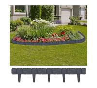 Bordi per prati e giardini, Pacchetto Bordi Stile Pietra 41 Resistente alle intemperie No Dig(Anthracite)