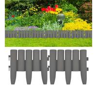 Bordi per prato grigio in polipropilene con design in legno, 36 pezzi, 10 m, lunghezza 23,5 cm, altezza 23,5 cm, bordo flessibile per aiuola, per giardino, terrazza e giardino anteriore, barriera per