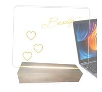 bordo acrilico cancellato in con luce, bacheca acrilica a LED,Messaggio cancellabile su con base in legno | Scheda note con luce, bordo illuminato, bordo di scrittura creato