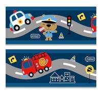Bordo adesivo da parete per cameretta dei bambini, 15 cm x 200 cm, autoadesivo per bambini, ragazze, ragazzi Y033 (vigili del fuoco/polizia)
