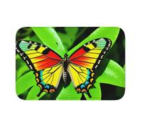 Bordo bloccato orlo tappetino 40 x 60 YYHWHJDE Green Leaf stampe colorate farfalle per WC, toletta, casa vacanze, bagno principale, bagno dei bambini e suite per gli ospiti
