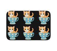 Bordo bloccato tappetino orlo 40 x 60 MJHKXLJ Little Orange cat in una tazza a pois stampato per WC, toletta, casa vacanze, bagno principale, bagno dei bambini e suite per gli ospiti