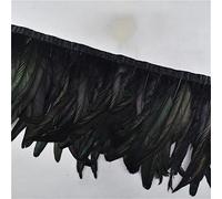 Bordo con frange in piume, Coda di gallo Coque Feather Trim 1 metro 10-12 pollici multicolore for costumi artigianali fai da te(Black)