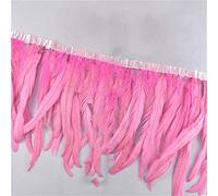 Bordo con frange in piume, Coda di gallo Coque Feather Trim 1 metro 10-12 pollici multicolore for costumi artigianali matrimonio(Pink)
