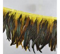 Bordo con frange in piume, Coda di gallo Coque Feather Trim 1 metro 10-12 pollici multicolore for costumi artigianali fai da te(Yellow)