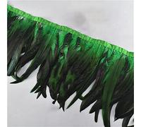 Bordo con frange in piume, Coda di gallo Coque Feather Trim 1 metro 10-12 pollici multicolore for costumi artigianali fai da te(Grass Gn)