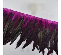 Bordo con frange in piume, Coda di gallo Coque Feather Trim 1 metro 10-12 pollici multicolore for costumi artigianali fai da te(Rose Red)