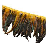 Bordo con frange in piume, Coda di gallo Coque Feather Trim 1 metro 10-12 pollici multicolore for costumi artigianali fai da te(Golden)