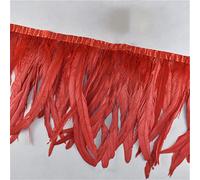 Bordo con frange in piume, Coda di gallo Coque Feather Trim 1 metro 10-12 pollici multicolore for costumi artigianali matrimonio(Red)