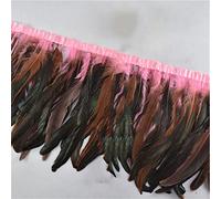Bordo con frange in piume, Coda di gallo Coque Feather Trim 1 metro 10-12 pollici multicolore for costumi artigianali fai da te(Pink)
