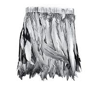 Bordo con frange in piume, Finitura in piuma d'oca color oro argento 2 metri(10silver 25-30cm)