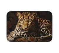 Bordo di blocco tappetino orlo 40 x 60 JKIEGOQ Leopard Print Frammenti Immagine antiscivolo gocciolamento modellato fondo, ideale facile da pulire e resistente allo sbiadimento