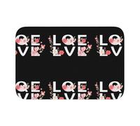 Bordo di blocco tappetino orlo 40 x 60 JKIEGOQ lettere e fiori d'amore immagine antiscivolo fondo modellato a goccia, ideale facile da pulire e resistente allo sbiadimento
