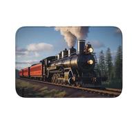 Bordo di blocco tappetino orlo 40 x 60 JKIEGOQ locomotiva a vapore treno immagine antiscivolo fondo modellato a goccia, ideale facile da pulire e resistente allo sbiadimento