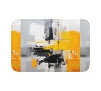 Bordo di blocco tappetino orlo 40 x 60 WHJSHOP grigio e giallo arte astratta pittura immagine per WC, toletta, casa vacanze, bagno principale, bagno dei bambini e suite per gli ospiti