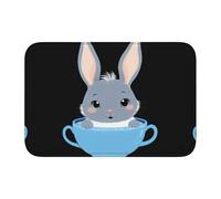 Bordo di blocco tappetino orlo 40 x 60 YYHWHJDE Little Grey Rabbit in a Blue Tea Cup stampe antiscivolo fondo modellato a goccia, ideale facile da pulire e resistente allo sbiadimento
