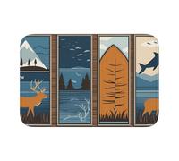 Bordo di blocco tappetino orlo 40 x 60 YYHWHJDE Lodge Bear cervo pesce stampe antiscivolo fondo modellato a goccia, ideale facile da pulire e resistente allo sbiadimento