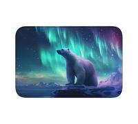 Bordo di blocco tappetino orlo 40 x 60 YYHWHJDE Northern Lights Polar Bear stampe antiscivolo fondo modellato a goccia, ideale facile da pulire e resistente allo sbiadimento