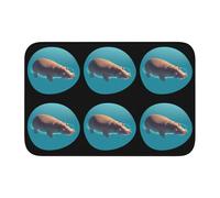 Bordo di blocco tappetino orlo 40x60 WHJSHOP Fat ippopotamo galleggiante in acqua stampa antiscivolo fondo modellato a goccia, ideale facile da pulire e resistente allo sbiadimento