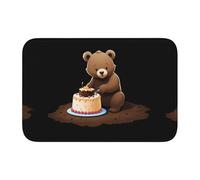 Bordo di blocco tappetino orlo 40x60 YYHWHJDE Bear Digging Cake Stampe antiscivolo Fondo modellato a goccia, ideale facile da pulire e resistente allo sbiadimento