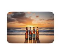 Bordo di blocco tappetino orlo 40x60 YYHWHJDE Bottiglie Birra Spiaggia Tramonto Stampe Tempo Antiscivolo Fondo Sagomato Goccia, Ideale Facile da Pulire e Resistente allo sbiadimento