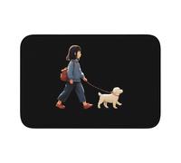 Bordo di blocco tappetino orlo 40x60 YYHWHJDE Little Girl Walking The Dog modello antiscivolo fondo modellato a goccia, ideale facile da pulire e resistente allo sbiadimento