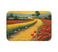 Bordo di blocco tappetino orlo 40x60 YYHWHJDE papaveri campo giallo mattone strada modello antiscivolo fondo modellato a goccia, ideale facile da pulire e resistente allo sbiadimento