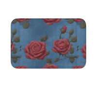 Bordo di blocco tappetino orlo 40x60 YYHWHJDE sfondo blu con rose rosa modello antiscivolo fondo modellato a goccia, ideale facile da pulire e resistente allo sbiadimento