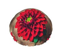 Bordo di legno Retro Fiore Rosso Dalia Stampa Doppio Strato Impermeabile Cuffia Doccia Donne Uomini Riutilizzabili Bagno Capelli Caps Fascia Elastica