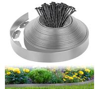 Bordo flessibile per prato, in plastica, 10 m x 5 cm, con 50 picchetti, idea da giardino per giardini, aiuole e sentieri di cortile, grigio