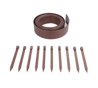 Bordo Giardino Flessibile 10m Fixed Garden Barrier Grass Plastic Edging Landscape Edge Kit with 10 Anchoring Spikes(Brown)