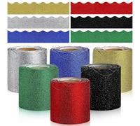 Bordo glitterato per bacheca - 6 rotoli, 196,8 m di autoadesivo, bordo smerlato impermeabile, nastro decorativo scintillante per scuola, ufficio e progetti domestici