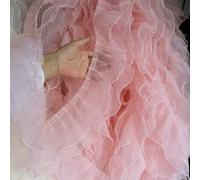Bordo in pizzo, Accessori for abbigliamento fai da te, larghezza 1 metro e 14 cm, piega volant in garza a rete in filato(Pink)
