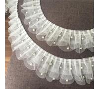 Bordo in pizzo, bordo in chiffon plissettato, 6 cm di larghezza moderno tulle bianco 3D applique da sposa perline glitterate volant abito abbigliamento cucito guipure forniture