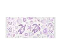 Bordo in pizzo Coperture per lavatrice e asciugatrice con borsa laterale lavabile Lavatrice Top Protector Mat Summer Purple Ocean Seashell Tartaruga per lavatrice microonde frigorifero 130 x 55,9 cm