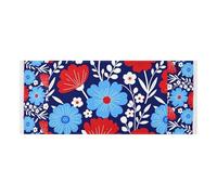 Bordo in pizzo Rondella Asciugatrice Copertura superiore con borsa laterale robusta Lavatrice Top Protector Mat Rosso Bianco Blu Navy Daisy Fiori per Lavatrice Microonde Frigorifero 130 x 55,9 cm