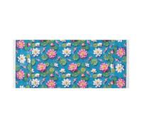 Bordo in pizzo Rondella e Asciugatrice Coperture con borsa laterale lavabile Lavatrice Top Protector Mat 3D colorato Ninfee kois Pesce per frigorifero, lavatrice a rullo, forno a microonde 130 x 55,9