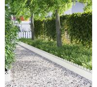 Bordo per prato, 10 pezzi, bianco, in acciaio, 103 x 0,05 x 22 cm, bordatura per aiuola, resistente alle intemperie, per giardino, terrazza, delimitazione di vialetti, con sistema a innesto flessibile