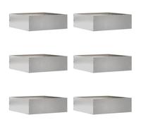 Bordo per prato, 6 pezzi, 40 x 40 x 13 cm, in acciaio inox, argento | Forma quadrata, linee pulite moderne, per bordi del giardino e delimitazione di sentieri, facile da pulire