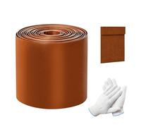 Bordo per prato, bordo da giardino in metallo, altezza 15,5 cm, pre-arrugginito, in acciaio corten, per giardino, guanti inclusi, striscia flessibile con fiori massicci, facile installazione (10 m)