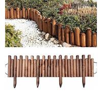 Bordo per recinzione da giardino in legno, 120 cm, flessibile, decorativo, per aiuole e paesaggi, finitura in legno bruciato, soluzione di manutenzione durevole per esterni