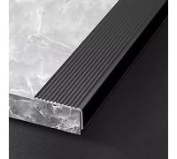 Bordo per scale extra largo, nero, 10,2 x 6,9 cm, in metallo, antiscivolo, per bambini e anziani, gradini sicuri per ristoranti e asili