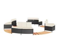 Bordo per vasca idromassaggio in polyrattan e legno massello di acacia con cuscini rimovibili e lavabili, gradino stabile con design a doghe e struttura modulare per una maggiore flessibilità