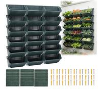 BORDRISE Giardino Verticale, Torre Per Piante Con Tasche Sospese E 18 Vasi | Fioriera Verticale Parete Sistema Coltivazione Per Erbe Frutta Verdura E Fiori Parete Verde Per Interni Ed Esterni (Verde)