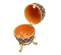 BORDSTRACT Egg Trinket Box, Lussuoso Portagioie Egg Smaltato Dipinto a Mano con Strass Intarsiato, Portagioie Incernierato, Regalo Per Matrimonio, Anniversario, Compleanno(Viola)