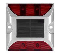 BORDSTRACT Lampada Solare da Strada 4 LED, Faro Quadrato da Esterno Impermeabile in Lega di Alluminio, Luce a Basso Consumo e Lunga Durata per Percorsi e Giardini (Rosso)