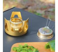 BORDSTRACT Mini stufa ad alcool per lo zaino in spalla, stufa ad alcool da campeggio ultraleggera con supporto, stufa ad alcool portatile per campeggio escursionismo picnic (oro)